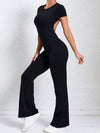 ZASUWA Female Backless Scrunch Bum Flare Jumpsuit