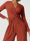 ZASUWA Female Deep V Collar Folds Twist Split Dress