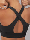 ZASUWA Female U Collar Cross Back Hollow Out Solid Color with Chest Pads Sports Bras