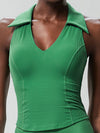 ZASUWA Female Solid Color V-neck Ribbed Quick Dry Tank