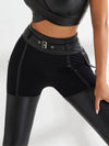 ❤ZASUWA Female PU Glossy Metal Buttons Hip-lift Sportswear