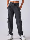 ZASUWA Female Pocket Casual Loose Cargo Drawstring Pants