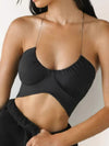 ZASUWA Female Halter Folds Pleated Backless Sports Bras