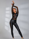 🖤ZASUWA Female Faux Leather Mesh Jumpsuit