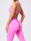 ZASUWA Female Cross Back Hollow Out Twist V-shaped Waist Scrunch Bum Tracksuit