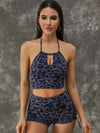 ZASUWA Female Leopard Print Hollow Out Halter Sports Bras