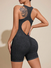 ZASUWA Female Denim Scrunch Bum Hollow Out Frosted Nude Sensation Backless Romper