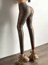 ZASUWA Female High Waist Bronzed Snakeskin Leggings