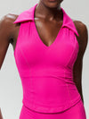 ZASUWA Female Solid Color V-neck Ribbed Quick Dry Tank