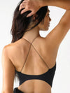 ZASUWA Female Halter Folds Pleated Backless Sports Bras