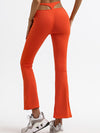 ZASUWA Female Solid Color High-waisted Hollow Out Flare Pants