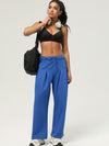 ZASUWA Female High-waisted Drawstring Ribbed Leisure Sports Pants