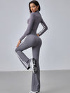 ZASUWA Female Stripe Elastic Tight Stand Up Collar High-waisted Tracksuit