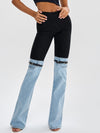 ZASUWA Female Contrast Color Denim Flare Fashion Pants