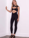 ZASUWA Female Sexy Twist Hollow Out Back Zipper Elastic Tight Jumpsuit