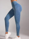 ZASUWA Female Denim Scrunch Bum Hip-lift High-waisted Stripe Leggings