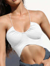 ZASUWA Female Halter Folds Pleated Backless Sports Bras