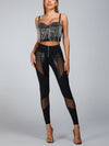 🖤ZASUWA Female “Stitching Sexy” Cutout Mesh Beading Tassel Corset Tracksuit