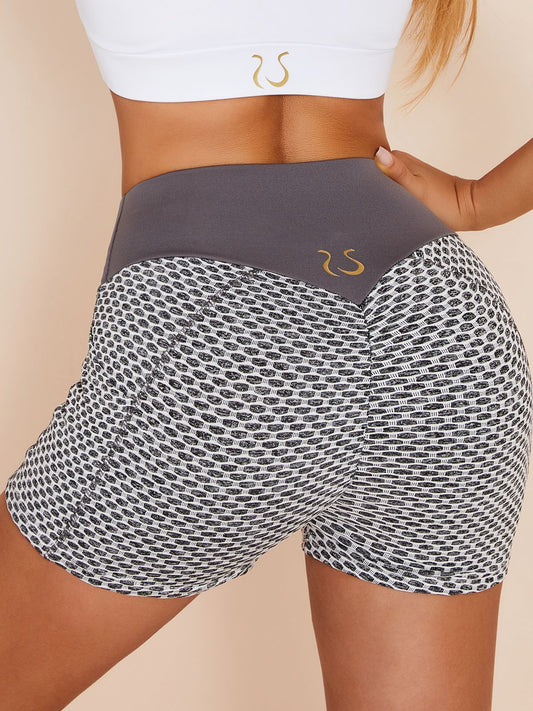 ZASUWA Female Honeycomb Pocket Peach Hip Spandex Gym Booty Shorts