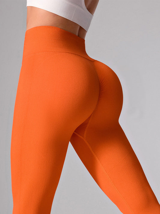 ZASUWA Female Scrunch Bum Ribbed V-shape Waist High-rise Leggings