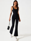 ZASUWA Female Solid Color Zipper Flare Seamless Jumpsuit