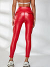 ZASUWA Female Faux Leather Pocket Scrunch Bum Cargo Leggings