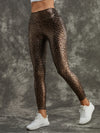 ZASUWA Female Super Stretchy Faux Leather Black Snake Print Leggings