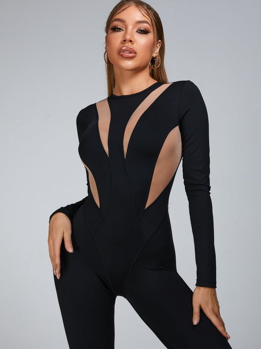 🖤ZASUWA Female Fashion “Flame” Mesh Jumpsuit