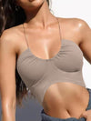 ZASUWA Female Halter Folds Pleated Backless Sports Bras