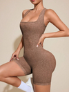 ZASUWA Female Denim Scrunch Bum Hollow Out Frosted Nude Sensation Backless Romper