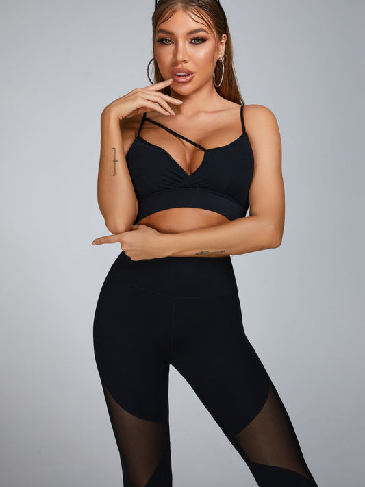 ZASUWA Female Cutout Backless High Waist Stretch Mesh Stitching Tracksuit