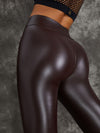 ZASUWA Female Glossy PU Hip-lift Leggings