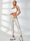 ZASUWA Female Glossy Leopard Print High-rise Leggings