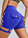 ZASUWA Female Unique Cut Out Pocket Mesh Scrunch Bum Spandex Gym Booty Shorts