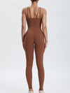 ZASUWA Female Backless U Collar Scrunch Bum Hip-lift Jumpsuit