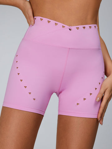 ZASUWA Female Cutout V Shape Waist Spandex Gym Booty Shorts