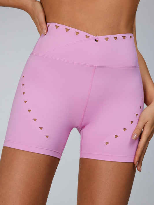 ZASUWA Female Cutout V Shape Waist Spandex Gym Booty Shorts