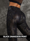 ZASUWA Female Super Stretchy Faux Leather Black Snake Print Leggings