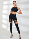 ZASUWA Female Unique Cutout Mesh High-rise Leggings