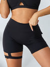 ZASUWA Female Unique Cut Out Pocket Mesh Scrunch Bum Spandex Gym Booty Shorts