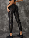 ZASUWA Female Super Stretchy Faux Leather Black Snake Print Leggings