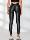 🖤ZASUWA Female Faux Leather Deep V Back Scrunch Bum Leggings