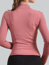 ZASUWA Female Zipper Pocket Elastic Tight Stand Collar Solid Color Jacket