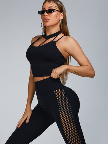 ZASUWA Female Hollow Design Beauty Back Net Tracksuit