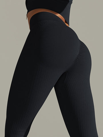 ZASUWA Female Ribbed Hip-lift Quick Dry Elastic Tight Leggings