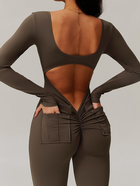 ZASUWA Female Sexy Cutout Pocket Booty Cargo Jumpsuit