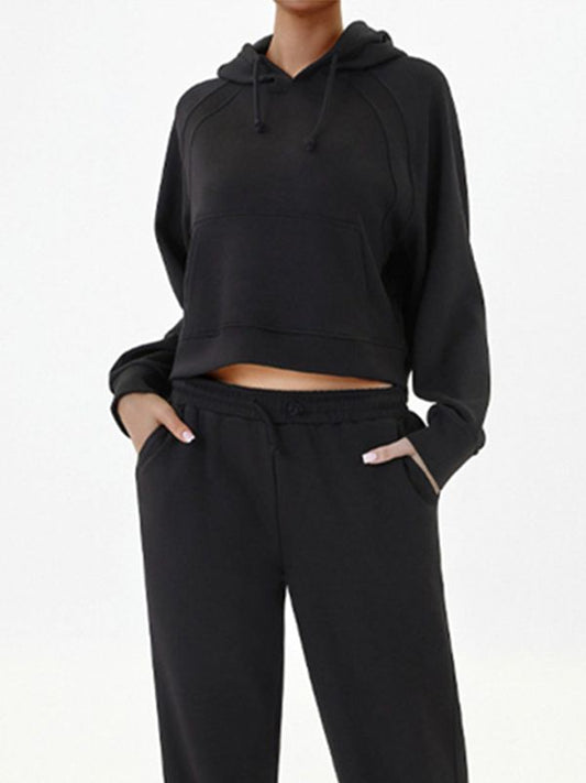 ZASUWA Female Pocket Drawstring Hoodied Tracksuit