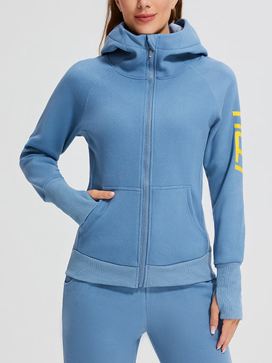 ZASUWA Female Fleece Pocket Hooded Casual Tracksuit