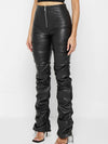 ZASUWA Female Faux Leather Folds Zipper Fashion Leggings