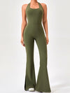 ZASUWA Female Halter Flare Split Jumpsuit